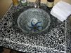 black glass mosaic sink